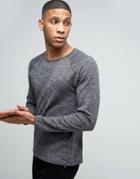 Esprit Fine Knit Slubby Sweater With Raglan Sleeve Detail - Black