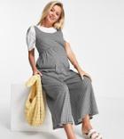 Asos Design Maternity Tie Shoulder Overalls In Mono Gingham-multi