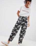 Asos Design Broderie Festival Camo Print Pants - Green