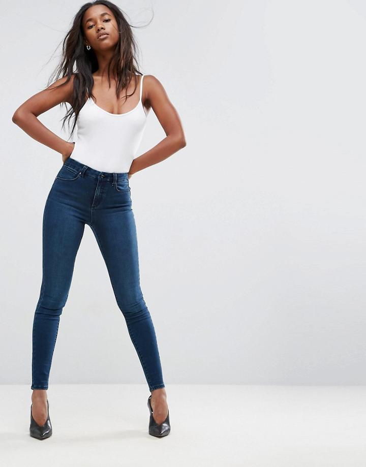 Asos Sculpt Me High Waisted Premium Jeans In Belle Green Cast - Blue