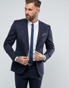 Selected Homme Slim Suit Jacket In Wool Mix With Stretch Lining - Navy