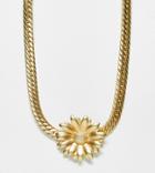 Reclaimed Vintage Inspired Oversized Flower Choker Necklace In Matte Gold