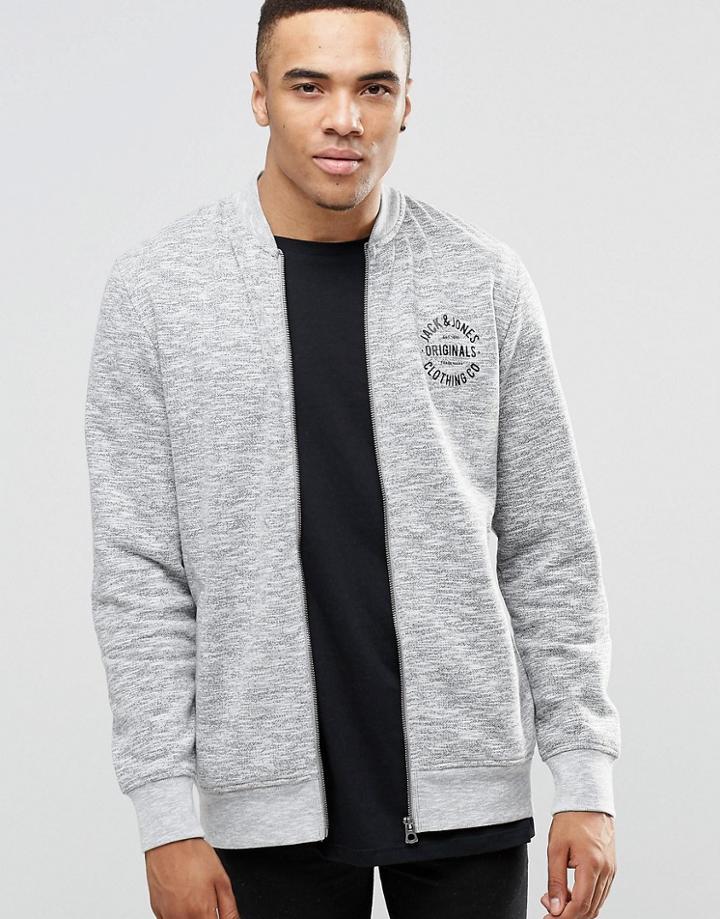 Jack & Jones Zip Through Sweat Bomber With Logo - Gray