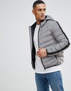 Brave Soul Reflective Hooded Puffer Jacket - Silver