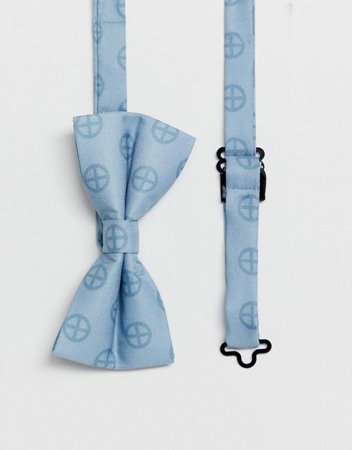 Religion Wedding Printed Sateen Bow Tie In Pale Blue - Blue