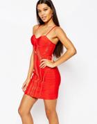 Wow Couture Bandage Mini Dress With Cups And Zip Details