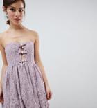 Asos Design Petite Exclusive Puff Ball Lace Mini Dress - Multi