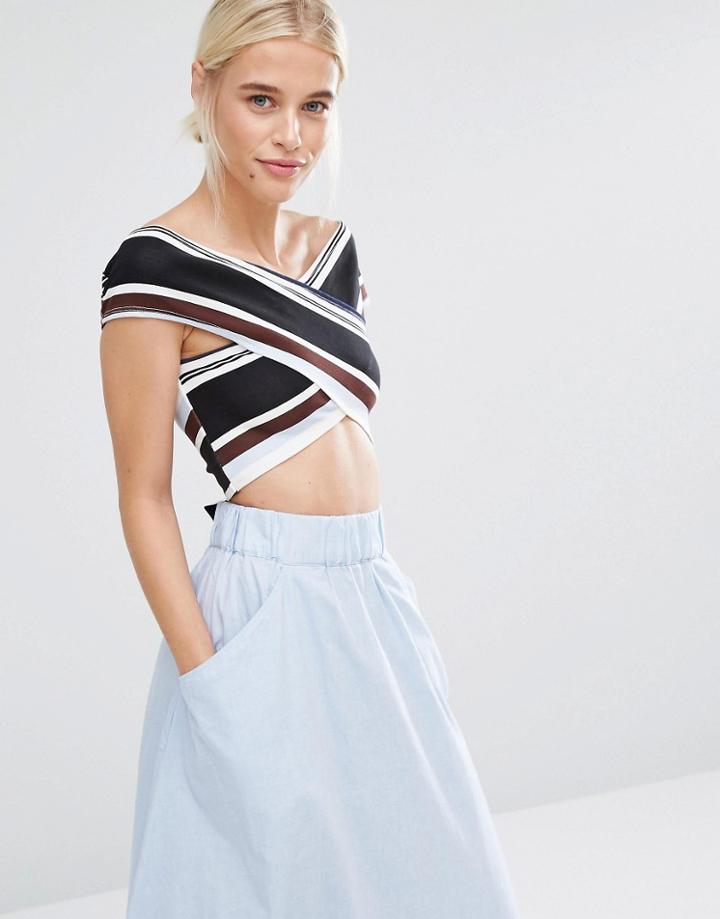 Monki Stripe Crop Top - Black