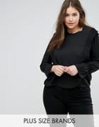 Elvi Frill Detail Blouse - Black