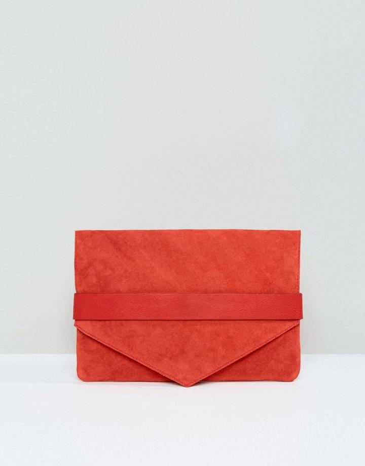 Selected Femme Raddia Suede Clutch - Red
