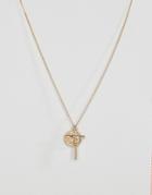 Asos Vintage Style Cross And Coin Pendant Necklace - Gold