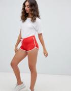 Asos Design Basic Runner Shorts With Contrast Binding - Red