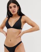 Asos Design Mix And Match Double Strap Triangle Bikini Top In Black - Black