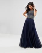 Asos Embellished Crop Top Beaded Maxi Dress - Multi