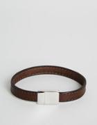 Ted Baker Clasp Bracelet With Leather Stitch - Brown