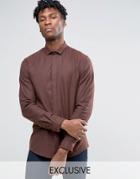 Heart And Dagger Skinny Shirt In Brushed Twill - Brown