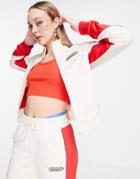 Adidas Originals 'retro Luxury' Track Jacket In Off White And Red With Monogram Print