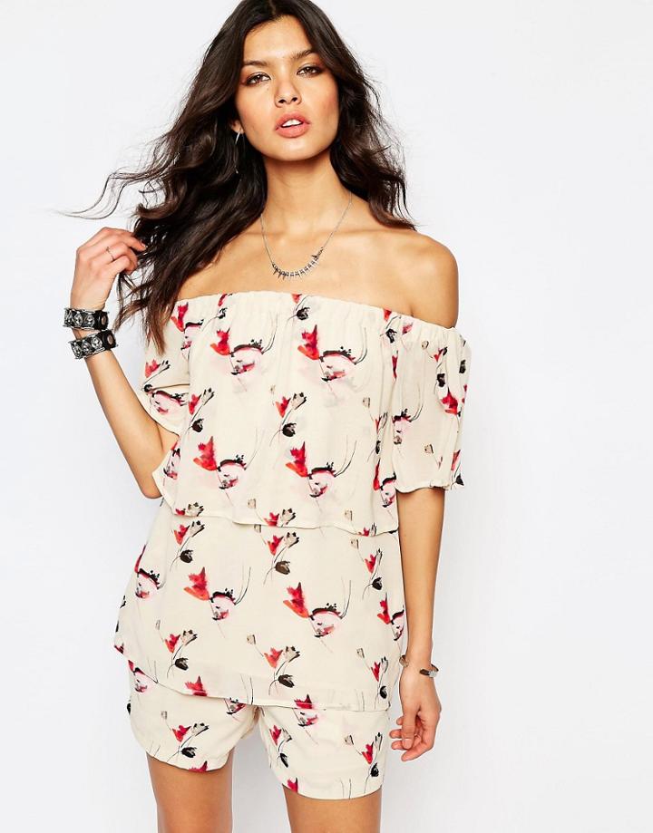 Y.a.s Flawless Off Shoulder Top In Floral Print - Flawless Print