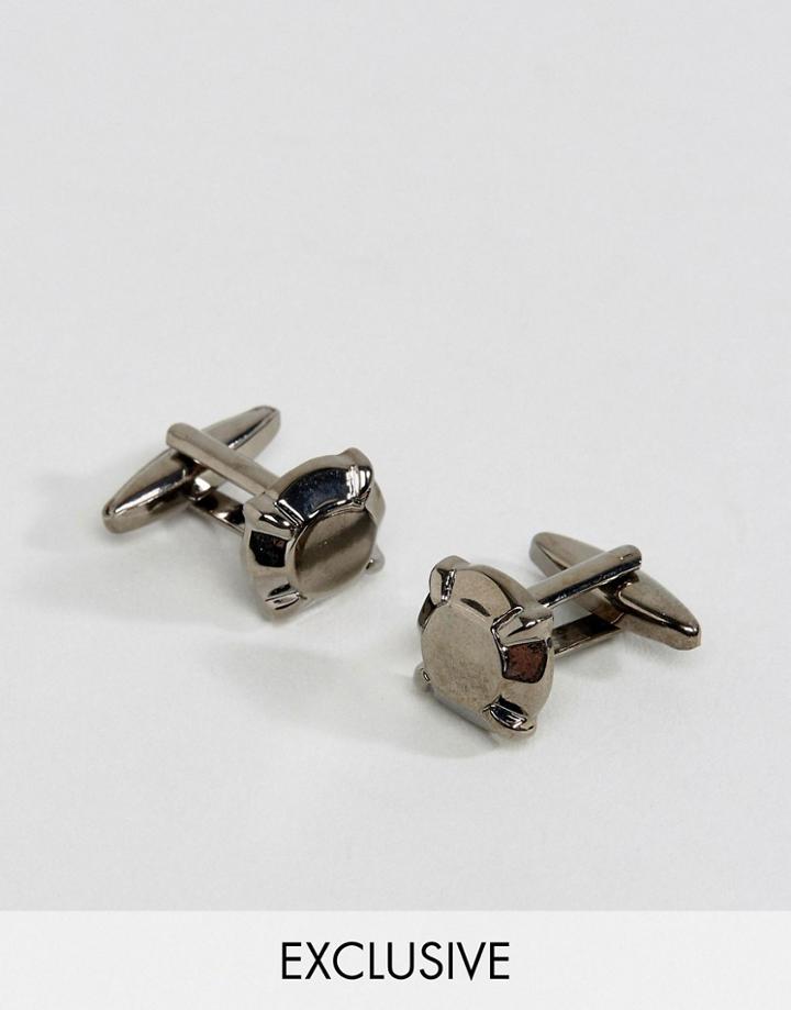 Designb Stud Cufflinks In Gunmetal Exclusive To Asos - Silver