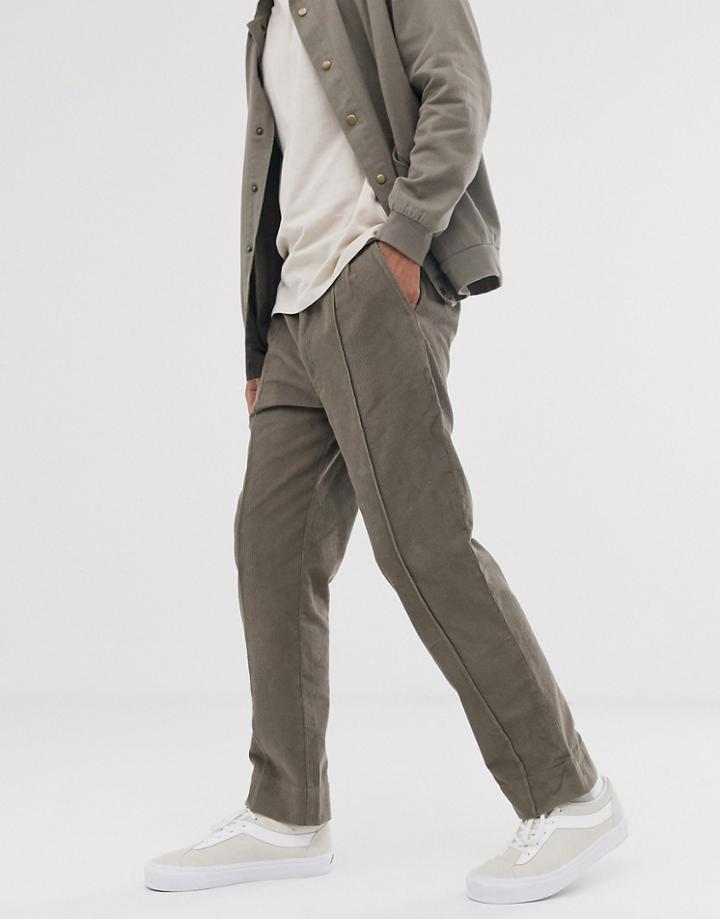 Sacred Hawk Tapered Pants In Khaki Cord - Beige