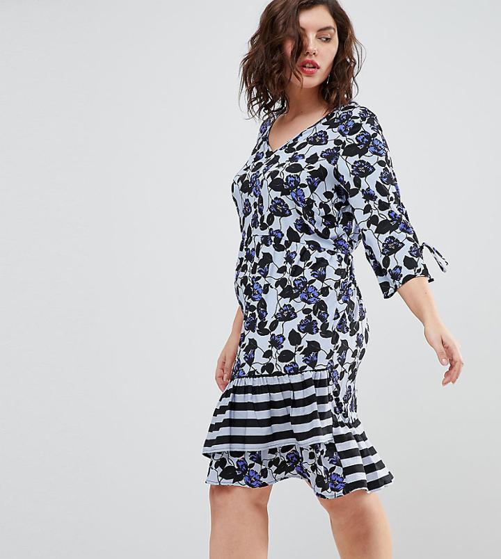 Junarose Floral Print Stripe Dress - Multi