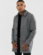 Asos Design Wool Mix Trench Coat In Gray - Gray