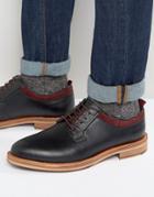 Asos Lace Up Shoes In Black Leather With Natural Sole - Black