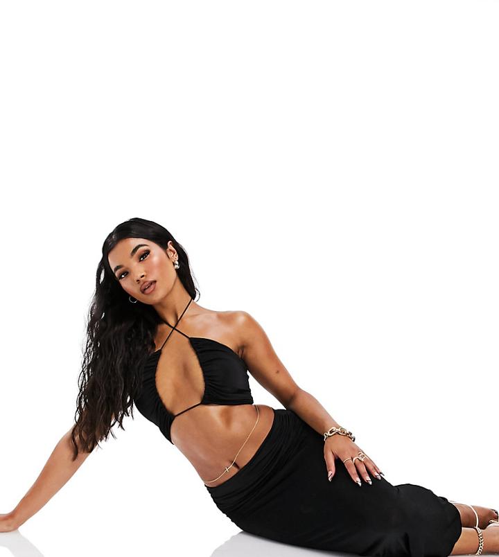 As You Slinky Low Rise Midi Skirt In Black