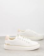London Rebel Lace Up Metal Trim Sneakers In White