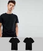 Asos Design Organic T-shirt With Crew Neck 2 Pack Save - Black