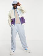 Asos Actual Oversized Zip Through Track Jacket In Polar Fleece With Color Block Pockets And Neck In Ecru-white