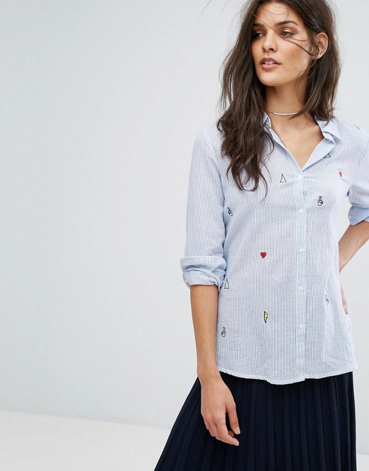 Suncoo Embroidered Blouse - Blue