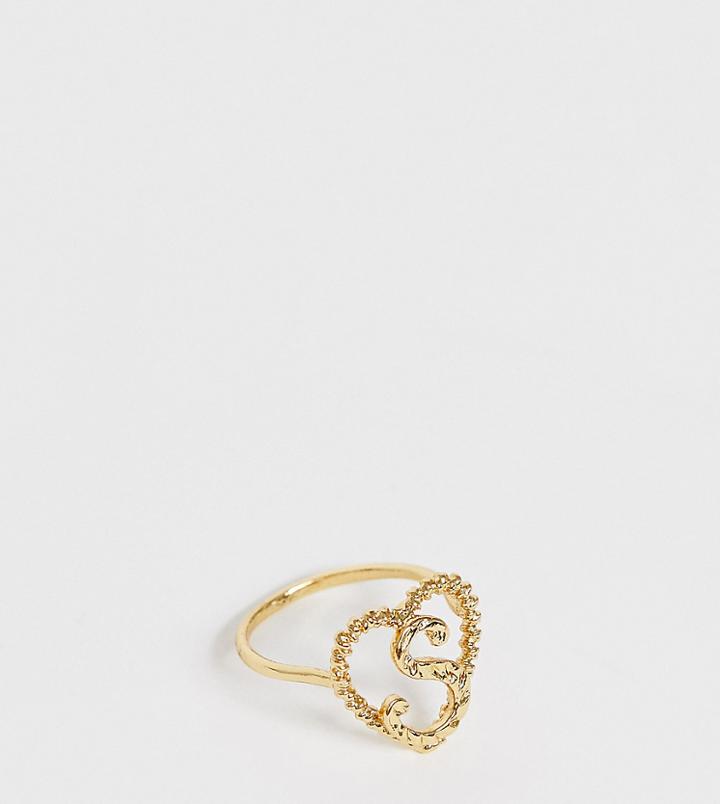 Reclaimed Vintage Inspired Gold Plated S Initial Ring - Gold
