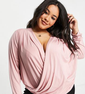 Chi Chi London Plus Wrap Lounge Set Top In Pink