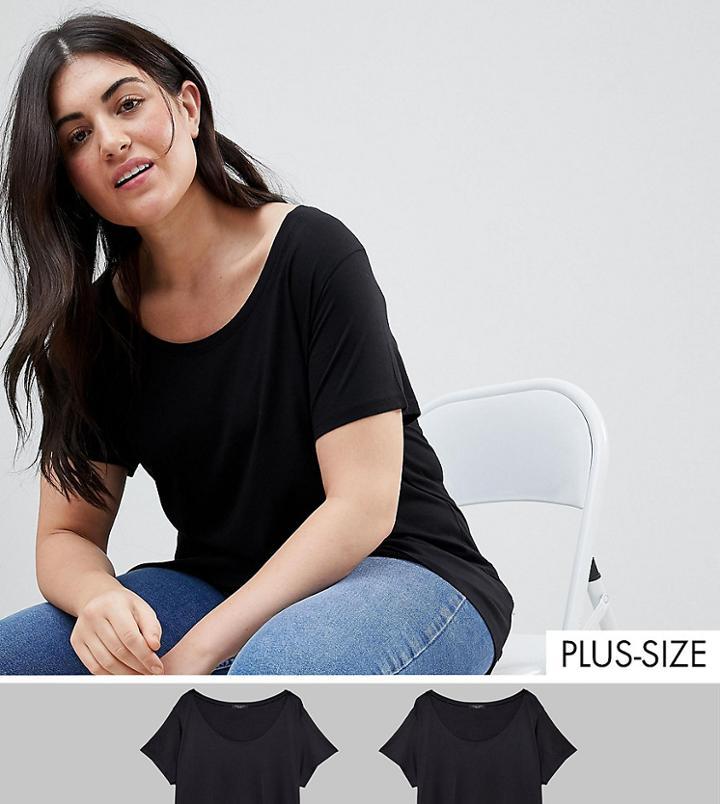 New Look Curve 2 Pack Cap Sleeve Tee - Gray