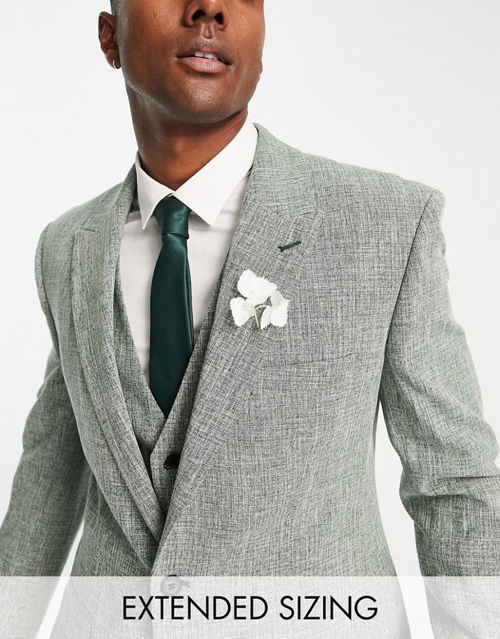 Asos Design Slim Suit Jacket In Pine Green Crosshatch