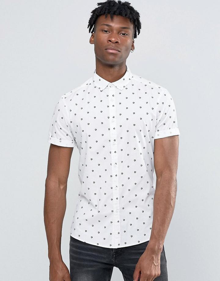 Asos Abstract Polka Dot Shirt In Skinny Fit - White