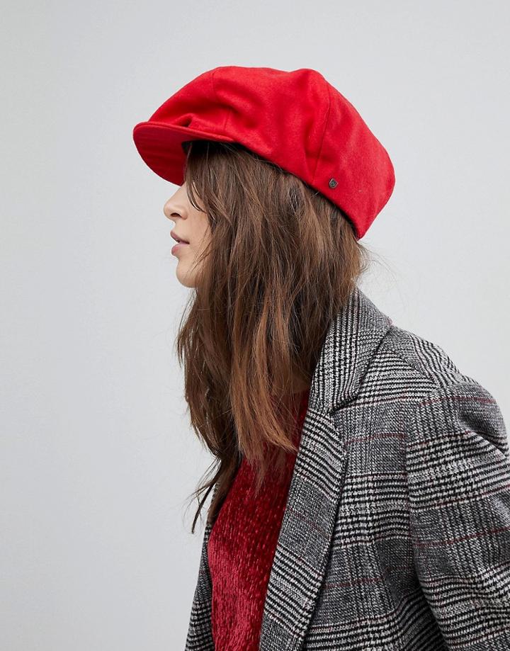 Brixton Flat Cap In Red - Red