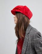 Brixton Flat Cap In Red - Red