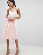 Asos Design Midi Prom Skirt In Scuba - Pink
