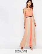 Vila Color Block Pleated Maxi Dress - Dessert Flower