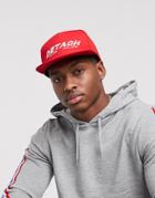 Asos Design Snapback Cap In Red With Print