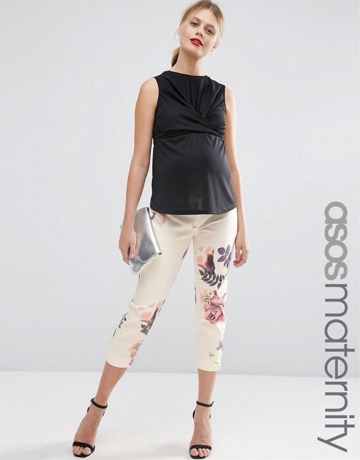 Asos Maternity Textured Floral Tapered Pant - Multi