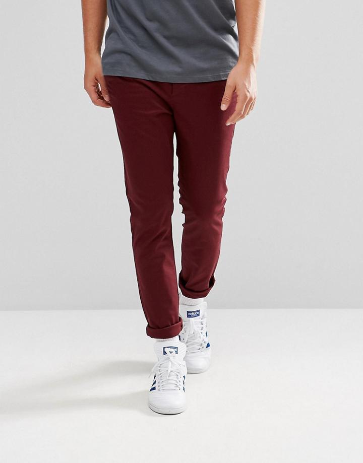 Asos Skinny Chinos In Dark Burgundy - Red