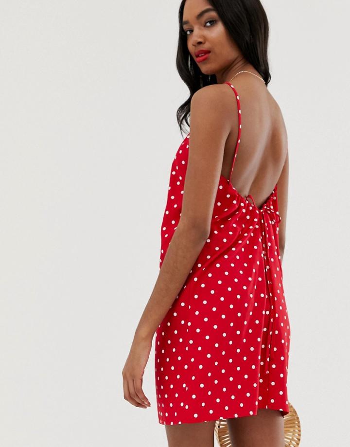 Asos Design Scoop Back Shift Mini Sundress In Spot - Multi