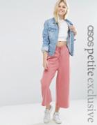 Asos Petite Culotte In Sweat With Lace Up Detail - Pink