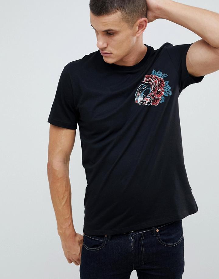 Burton Menswear T-shirt With Panther Print In Black - Black
