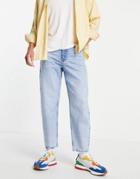 Asos Design Relaxed Tapered Jeans In Light Wash - Lblue-blues