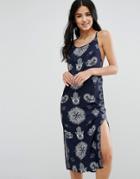 Kiss The Sky Print Midi Dress - Blue