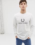 Fred Perry Long Sleeve Embroidered T-shirt In White - White